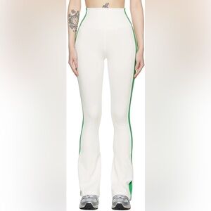 Splits59 Raquel Flare White Leggings with Green Trim